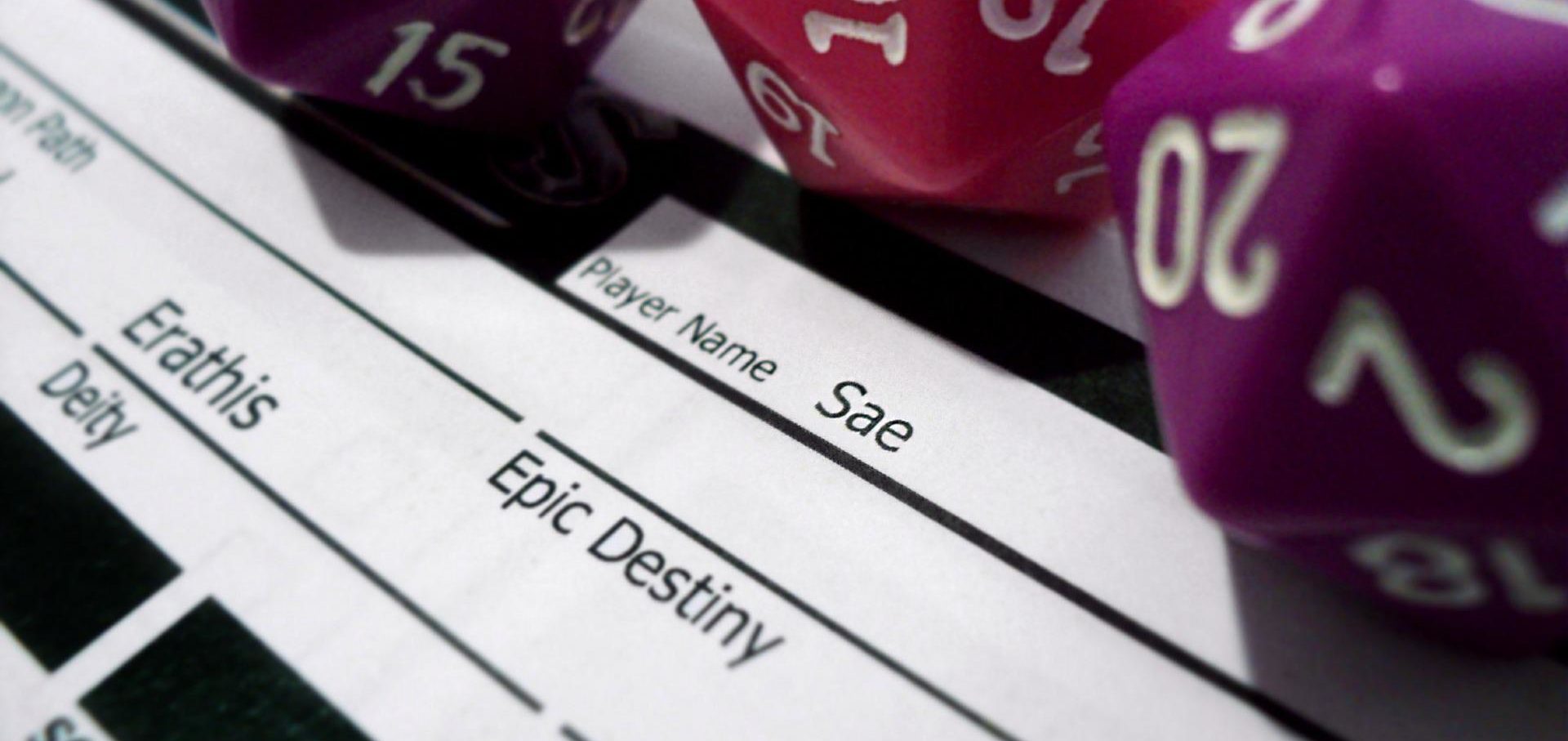 DnD Dice and Character Sheet image for post titled 6 Dungeons & Dragons Tips for New Players by Cult Adventures.
